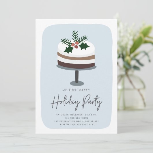 Frosted Holly | Schattige modern feestje Kaart (Staand voorkant)