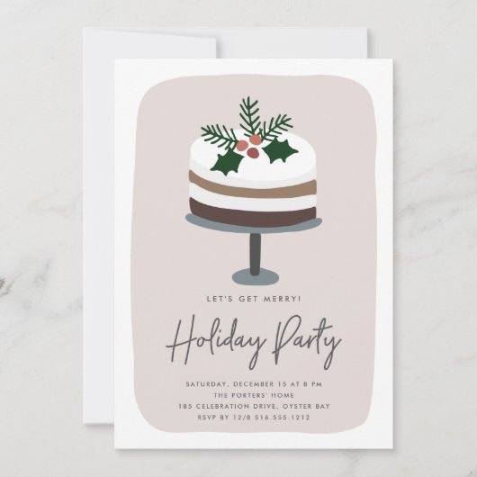Frosted Holly | Schattige modern feestje Kaart (Voorkant)