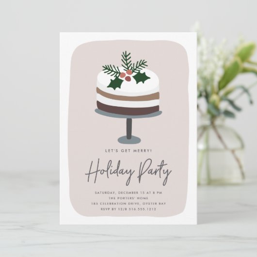 Frosted Holly | Schattige modern feestje Kaart (Staand voorkant)