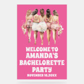 Frosted Hot Pink Acryl Bachelorette Welkom Teken Bord (Voorkant)