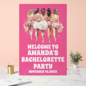 Frosted Hot Pink Acryl Bachelorette Welkom Teken Bord (Huwelijk)