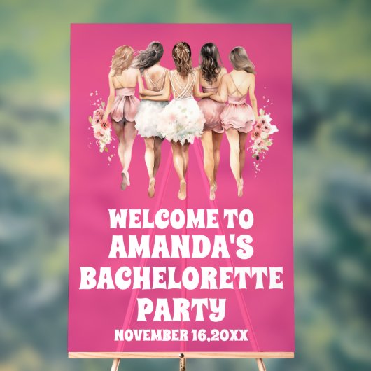 Frosted Hot Pink Acryl Bachelorette Welkom Teken Bord (Neutraal)