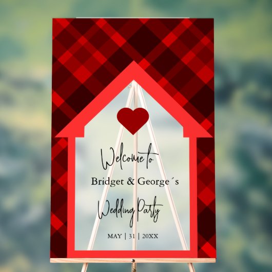 frosted house & scottish plaid wedding welcome acryl bord (Neutraal)
