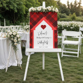 frosted house & scottish plaid wedding welcome acryl bord