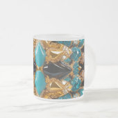 Frosted kleine glazen mok met Bahamas kleuren (Voorkant rechts)