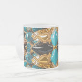 Frosted kleine glazen mok met Bahamas kleuren (Voorkant links)