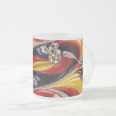 Frosted kleine glazen mok met Belgische kleuren (Voorkant rechts)