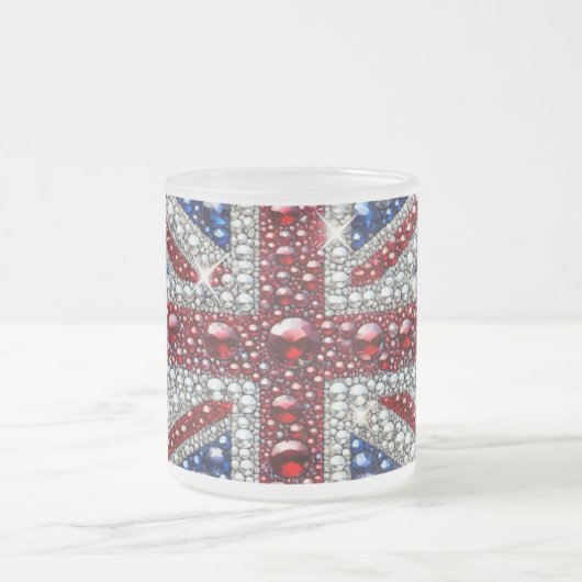 Frosted kleine glazen mok met Britse kleuren (Center)