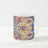 Frosted kleine glazen mok met Colombiaanse kleuren (Voorkant rechts)