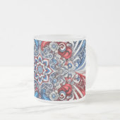 Frosted kleine glazen mok met Franse kleuren (Voorkant rechts)