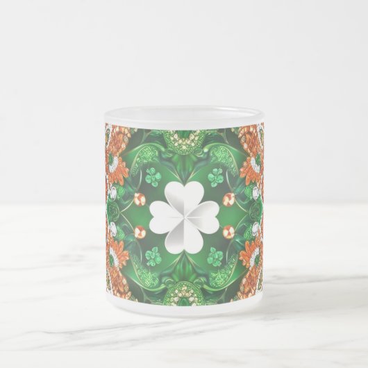 Frosted kleine glazen mok met Ierse kleuren (Center)