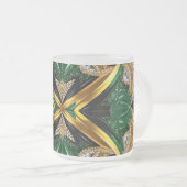 Frosted kleine glazen mok met Jamaicaanse kleuren (Voorkant rechts)