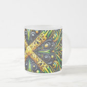 Frosted kleine glazen mok met Jamaicaanse kleuren (Voorkant rechts)