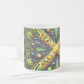 Frosted kleine glazen mok met Jamaicaanse kleuren (Voorkant links)