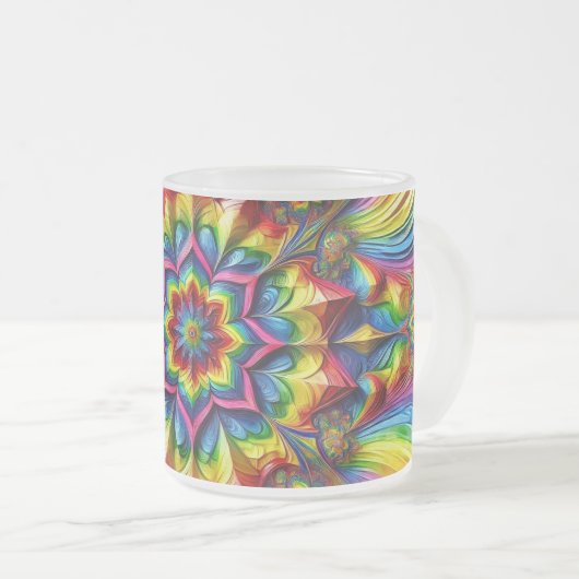 Frosted kleine glazen mok met LGBTQ kleuren (Voorkant rechts)