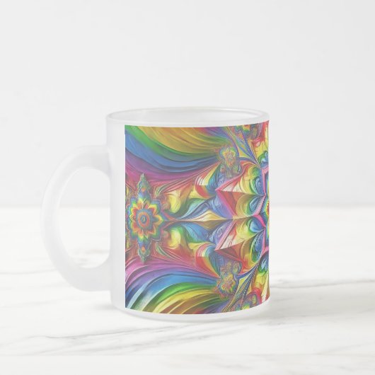 Frosted kleine glazen mok met LGBTQ kleuren (Links)