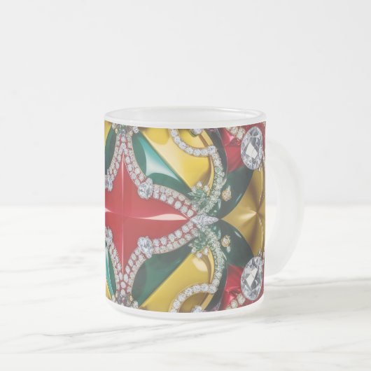 Frosted kleine glazen mok met Los Angeles Kleuren (Voorkant rechts)