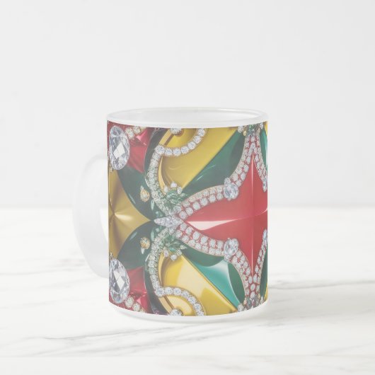 Frosted kleine glazen mok met Los Angeles Kleuren (Voorkant links)