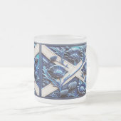 Frosted kleine glazen mok met Schotse distels (Voorkant rechts)