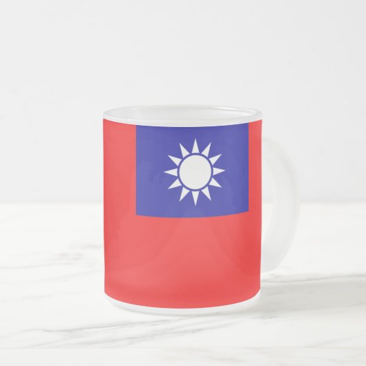 Frosted kleine glazen mok met Taiwanese vlag (Voorkant rechts)