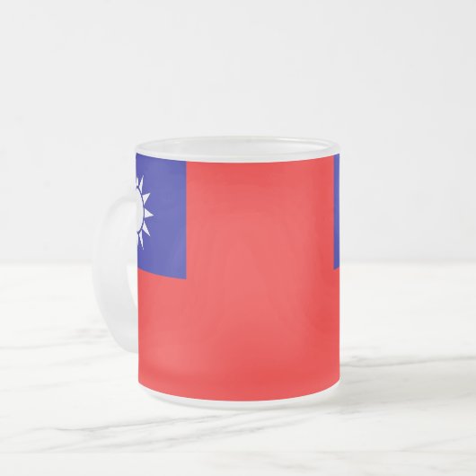 Frosted kleine glazen mok met Taiwanese vlag (Voorkant links)