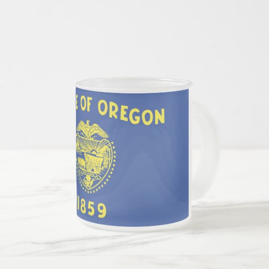 Frosted kleine glazen mok met vlag Oregon, Verenig (Voorkant rechts)
