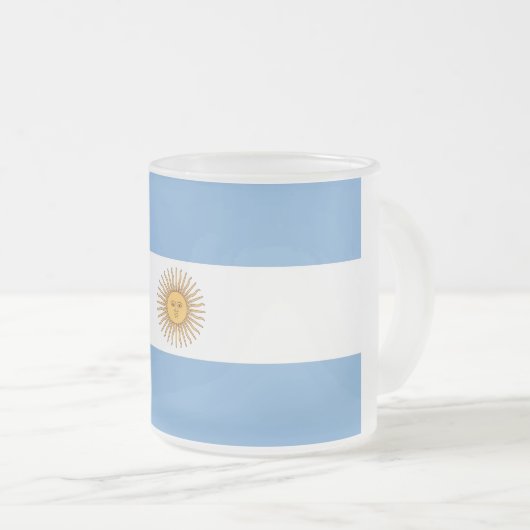 Frosted kleine glazen mok met vlag van Argentinië (Voorkant rechts)