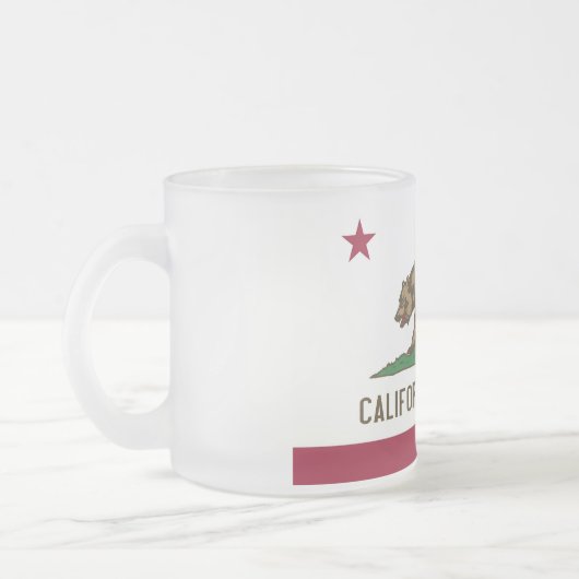 Frosted kleine glazen mok met vlag van Californië (Links)