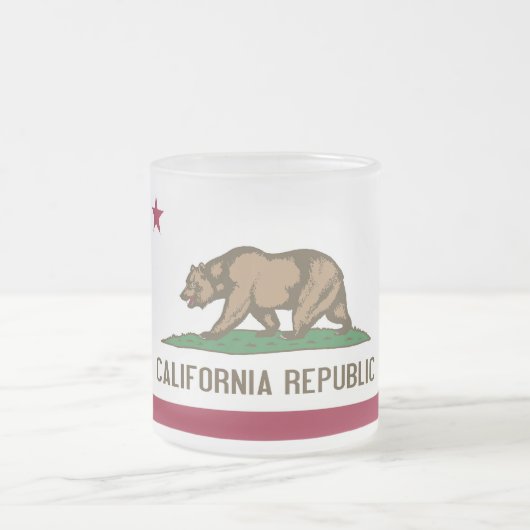 Frosted kleine glazen mok met vlag van Californië (Center)