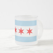 Frosted kleine glazen mok met vlag van Chicago (Voorkant rechts)