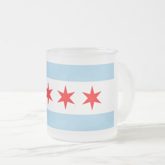 Frosted kleine glazen mok met vlag van Chicago (Voorkant rechts)