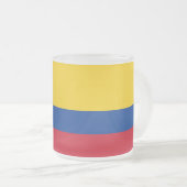 Frosted kleine glazen mok met vlag van Colombia (Voorkant rechts)
