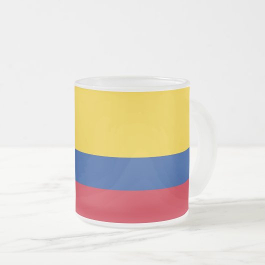 Frosted kleine glazen mok met vlag van Colombia (Voorkant rechts)