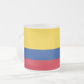 Frosted kleine glazen mok met vlag van Colombia (Voorkant links)