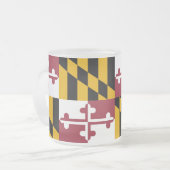 Frosted kleine glazen mok met vlag van Maryland (Voorkant links)