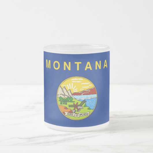 Frosted kleine glazen mok met vlag van Montana (Center)