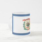 Frosted kleine glazen mok met vlag West Virginia (Voorkant links)