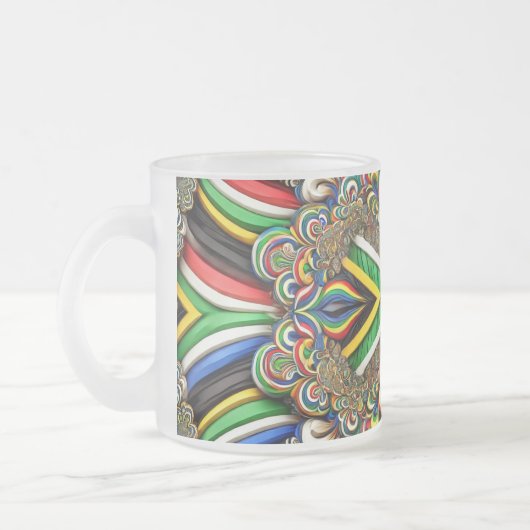 Frosted kleine glazen mok met Zuid-Afrikaanse kleu (Links)