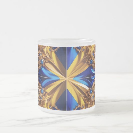 Frosted kleine glazen mok met Zweden Kleuren (Center)