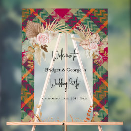 Frosted kleurrijke Schotse herfst bruiloft welkom Acryl Bord