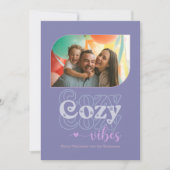 Frosted Lavender Cosy Vibes Only Kerstfoto Feestdagenkaart (Voorkant)