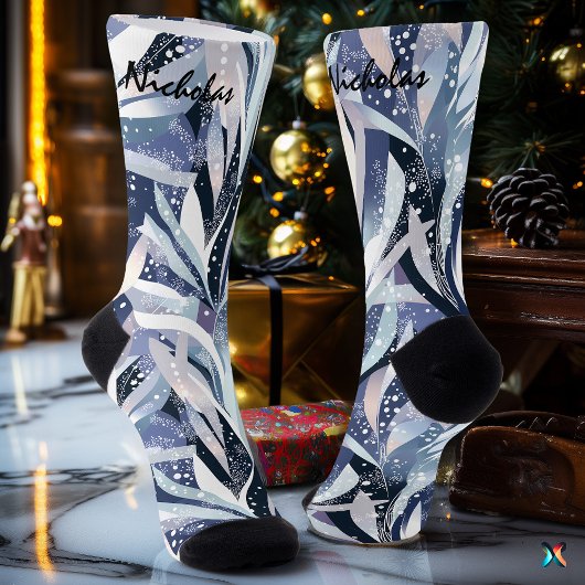 Frosted Leaf Winter Sokken bij Navy en Lavendel