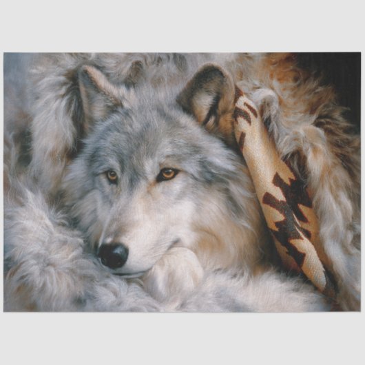 Frosted Lodge Grey Wolf Portrait Tissuepapier (Voorkant)