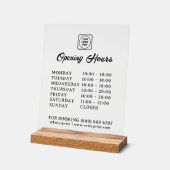 Frosted Logo and Business Hours Acrylic Display (Hoek)