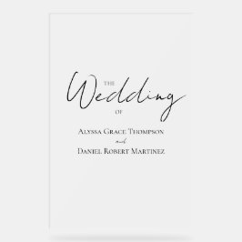 Frosted Minimal Wedding Welkom Acryl Bord