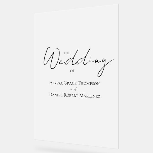 Frosted Minimal Wedding Welkom Acryl Bord (Hoek)