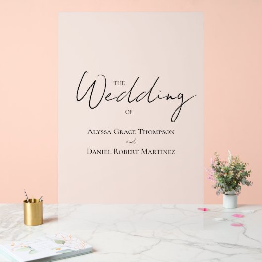 Frosted Minimal Wedding Welkom Acryl Bord (Huwelijk)