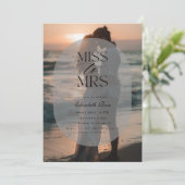 Frosted Miss naar Mrs Vrijgezellenfeest Beach Foto Kaart (Staand voorkant)