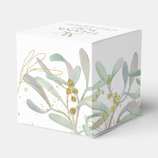 Frosted Mistletoe Winter Wedding Bedankdoosjes (Achterkant)