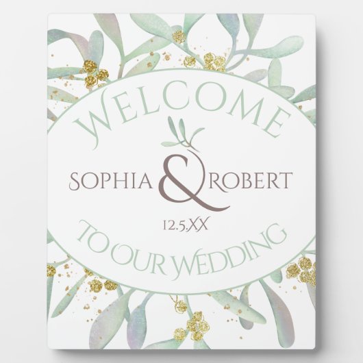 Frosted Mistletoe Winter Wedding Fotoplaat (Voorkant)